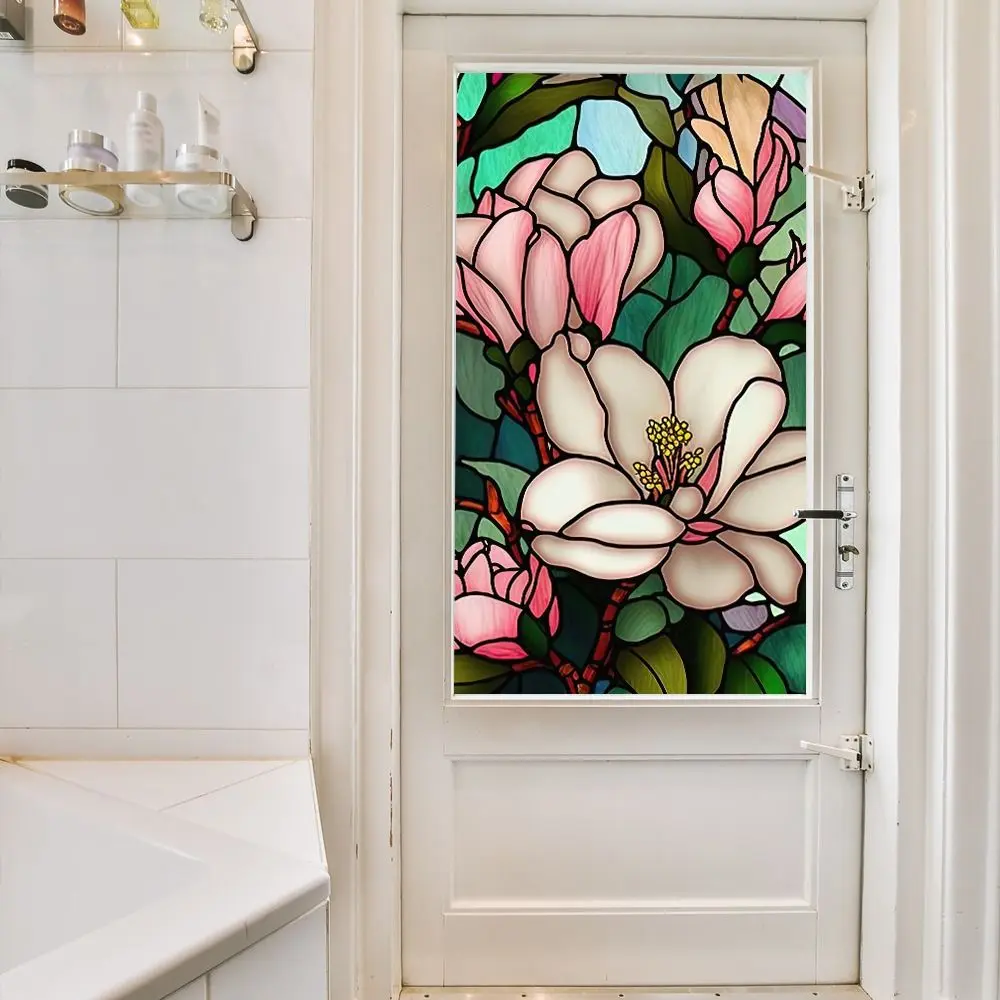 45CMx100CM Flower Bird Window Glass Sticker DIY Retro PVC Static Window Sticker Waterproof Thickened Window Privacy Film Sticker