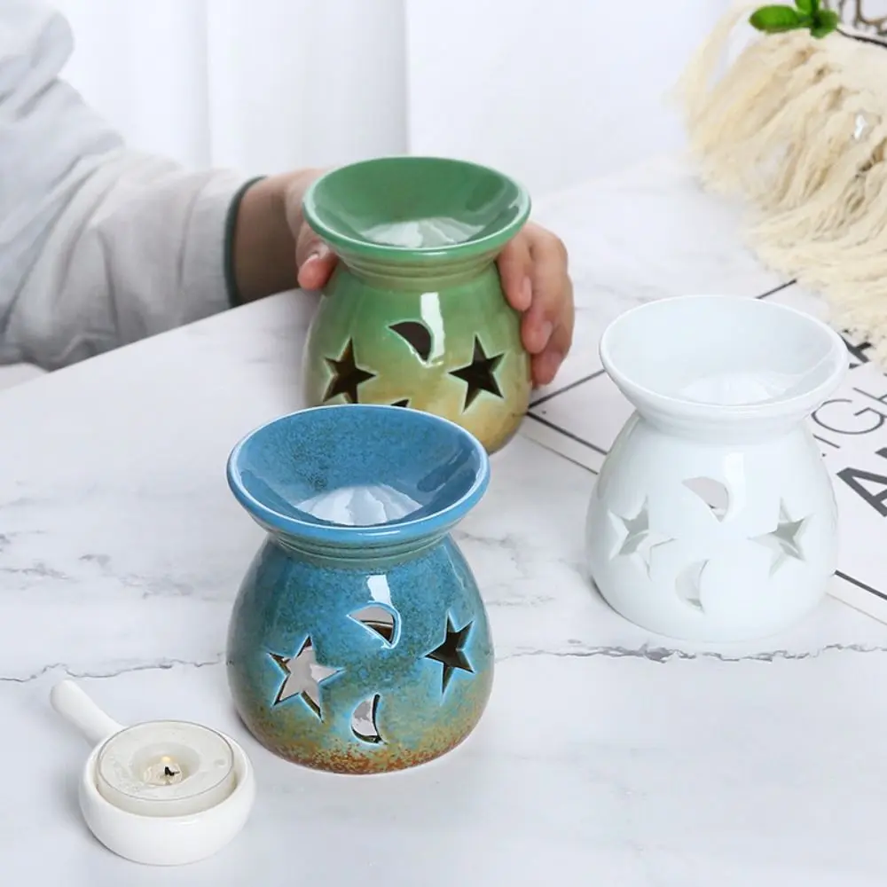 Small Star Moon Incense Burner Durable Colorful Candle Essential Oil Burner Romantic Creative Aroma Candle Holder Gift