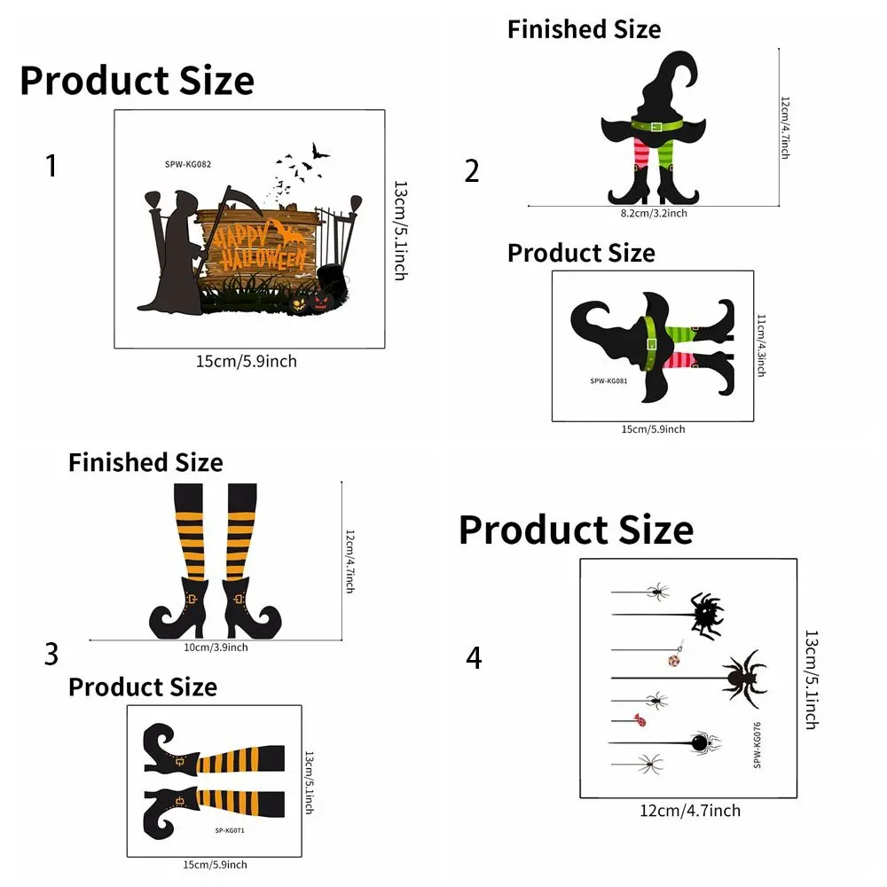 4-style Cartoon Halloween Switch Stickers Decorative Moisture-proof Witch Shoes Decals Removable Spider Wallpaper Switch