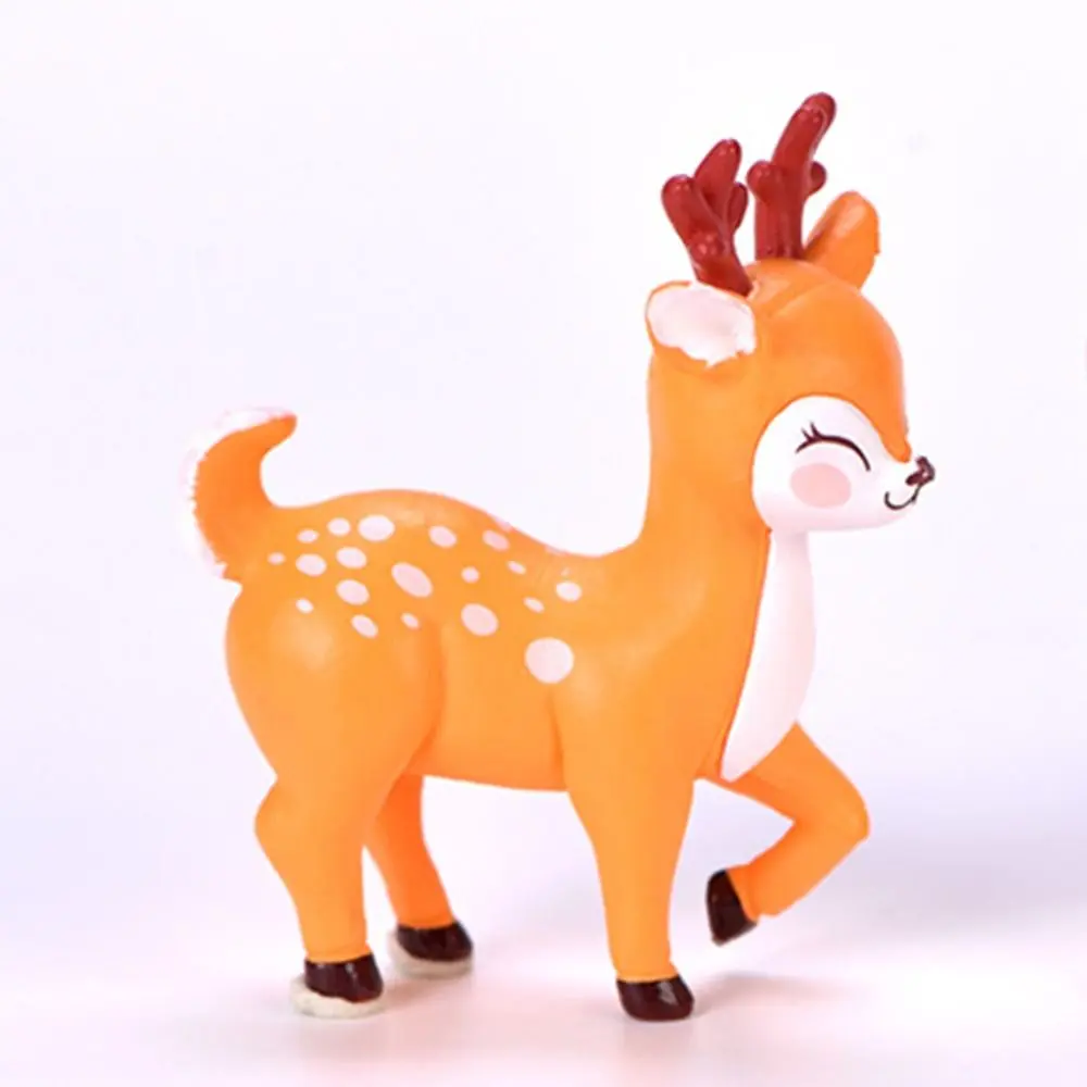 Delicate Mini Cartoon Sika Deer Ornament Waterproof Handmade Cartoon Sika Deer Figurine Interesting Plastic Animal Statue