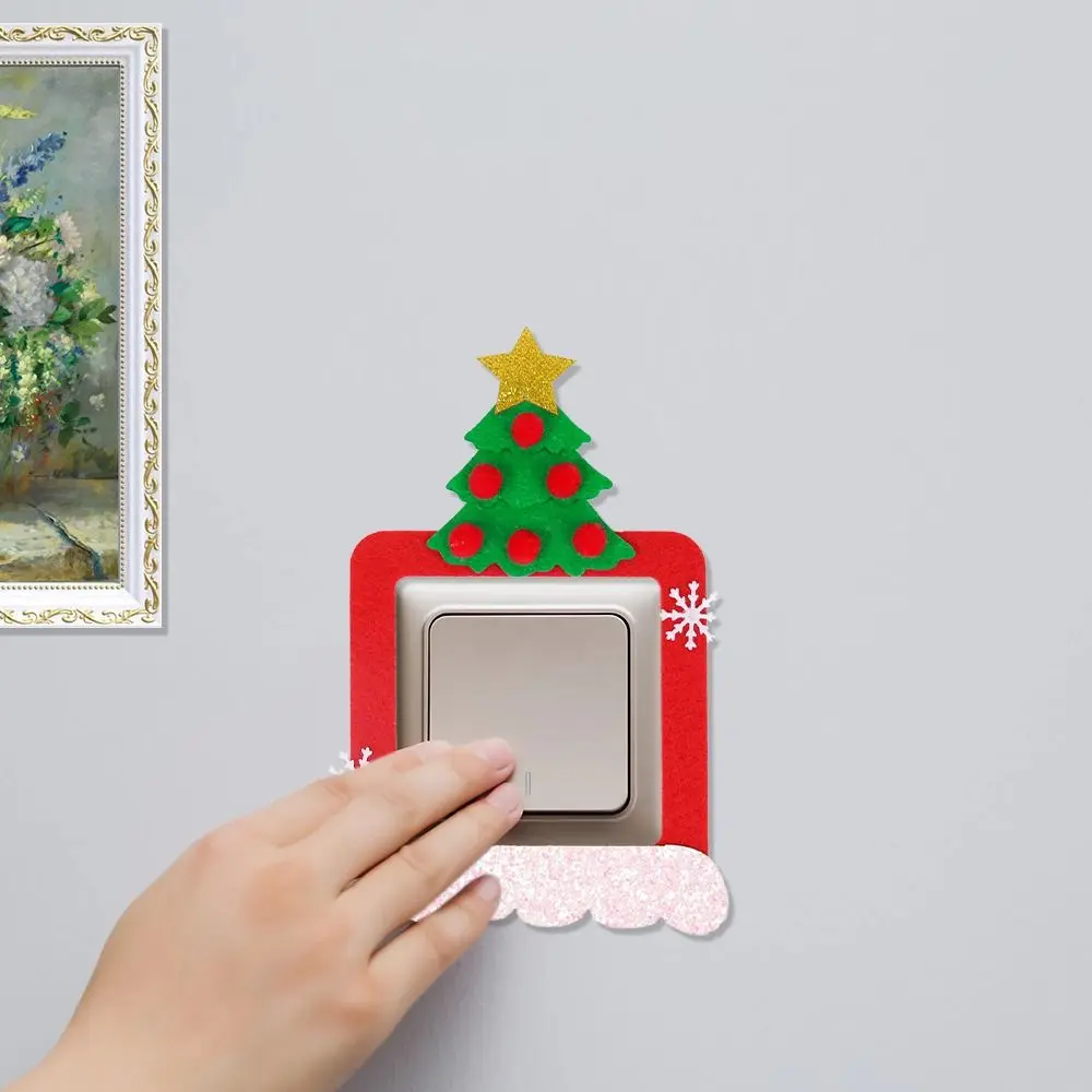 Cartoon Christmas Switch Stickers Elk Snowman Santa Claus Detachable Christmas Wall Decals Cute Xmas Party Decorations
