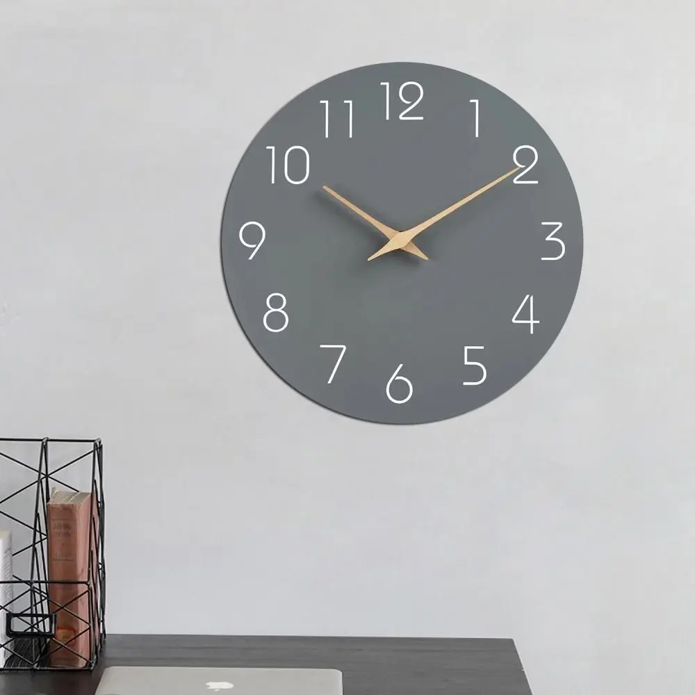 Modern 10 Inch Wall Clock Non Ticking Hanging Digital Clock Round Minimalist Style Scale Clock Dining Room