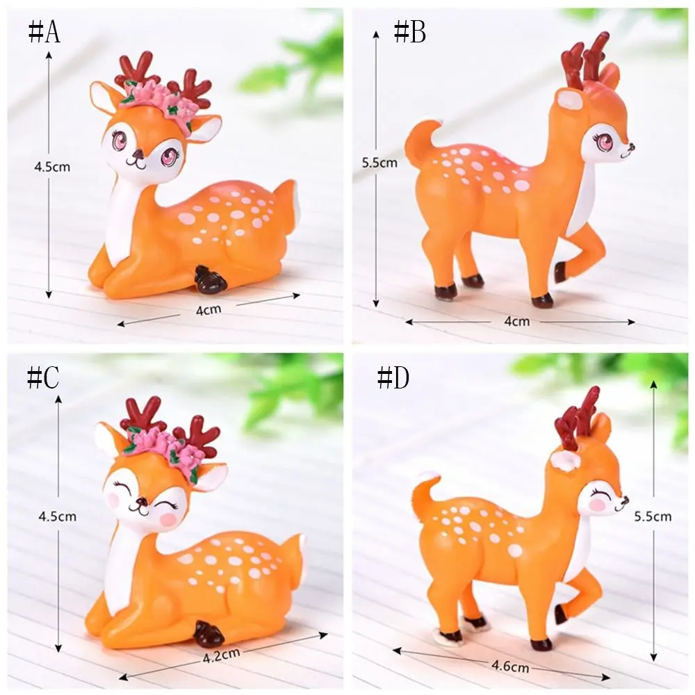 Delicate Mini Cartoon Sika Deer Ornament Waterproof Handmade Cartoon Sika Deer Figurine Interesting Plastic Animal Statue