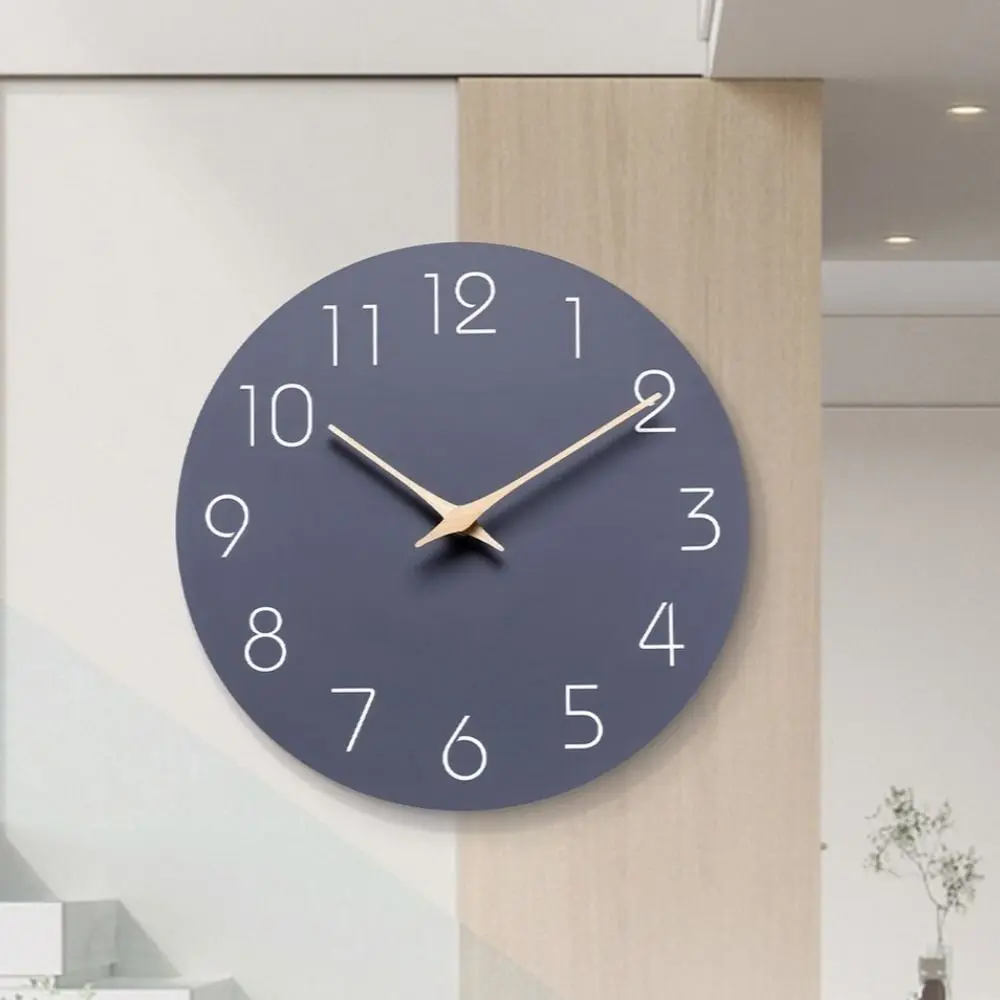 Modern 10 Inch Wall Clock Non Ticking Hanging Digital Clock Round Minimalist Style Scale Clock Dining Room