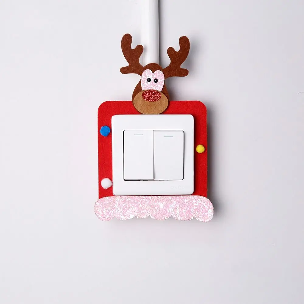Cartoon Christmas Switch Stickers Elk Snowman Santa Claus Detachable Christmas Wall Decals Cute Xmas Party Decorations