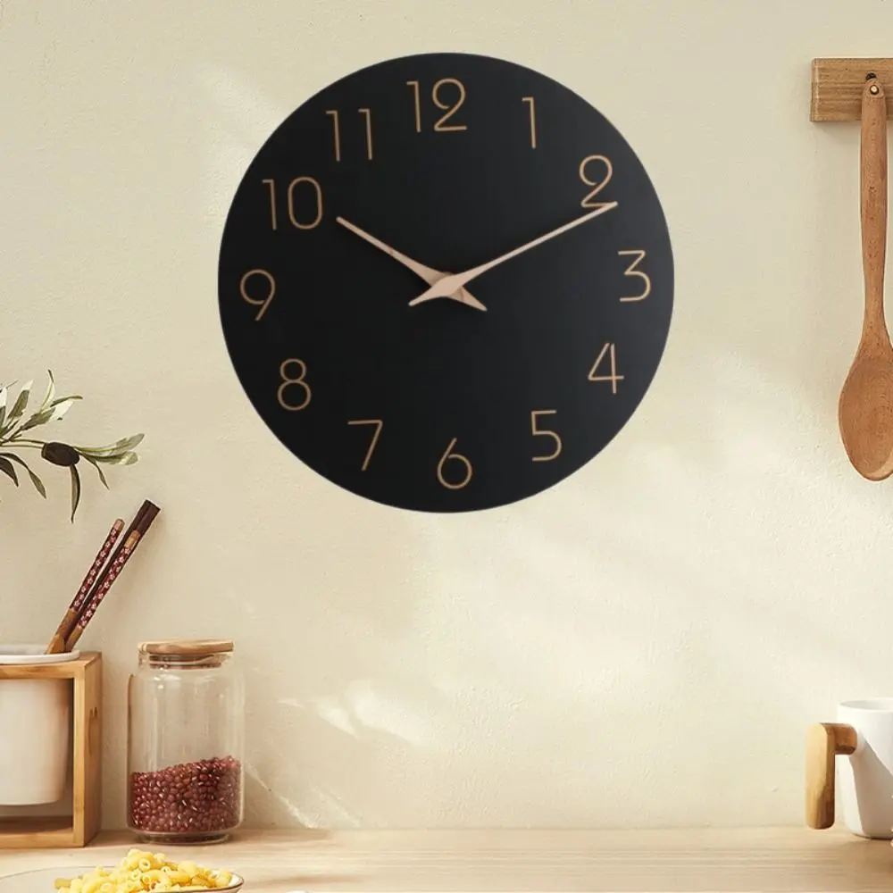 Modern 10 Inch Wall Clock Non Ticking Hanging Digital Clock Round Minimalist Style Scale Clock Dining Room