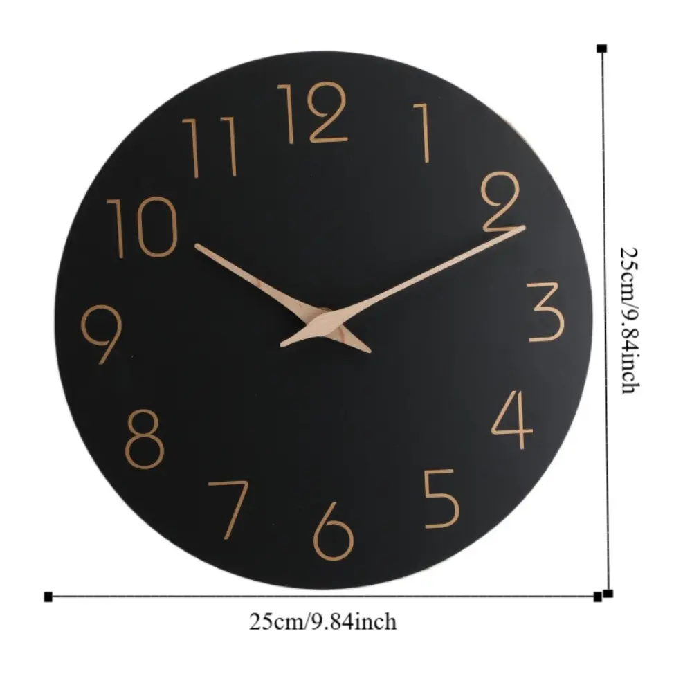 Modern 10 Inch Wall Clock Non Ticking Hanging Digital Clock Round Minimalist Style Scale Clock Dining Room