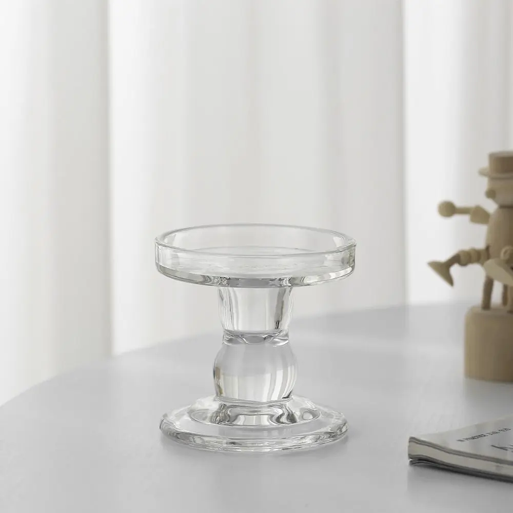 3Pcs Thicken Ins Glass Candle Holders Non-slip High Transparent Transparent Candle Tray Ornaments Durable Simple Candles Stand