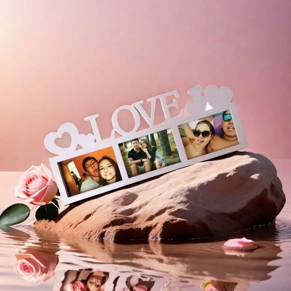 Romantic Dependable Wooden Picture Frame Unique Simlke DIY Photo Frame White Couples Wall Frame Home Decor