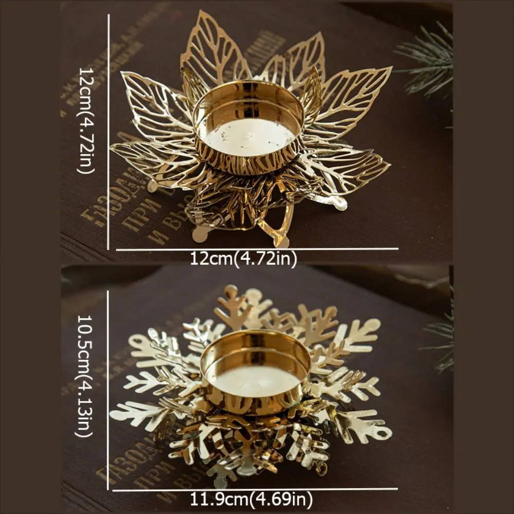 Candle Stand Modern Snowflake Candle Holders Golden Iron Tealight Holders Flower Shape Candlestick Tabletop Ornaments Wedding