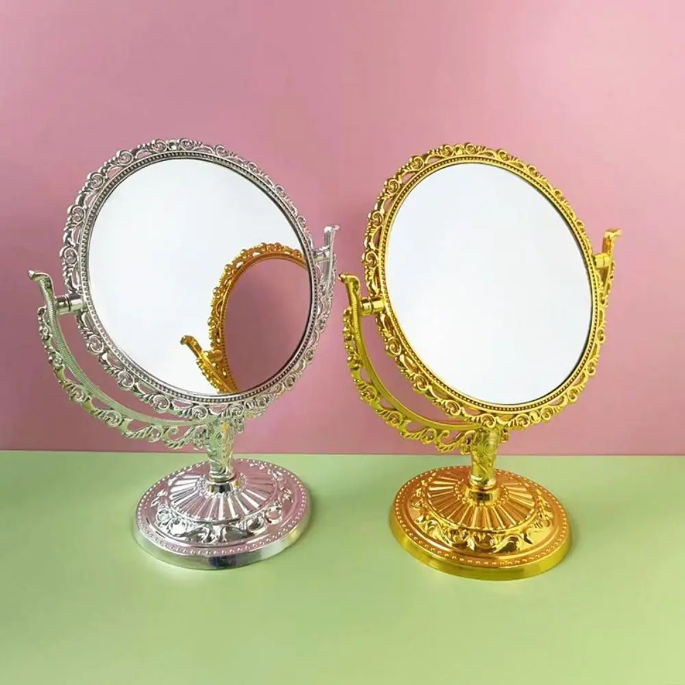 Double-sided Rotation Makeup Mirror With Frame High Definition Desktop Makeup Mirror 360 Degree Rotation Vintage Cosmetic Mirror