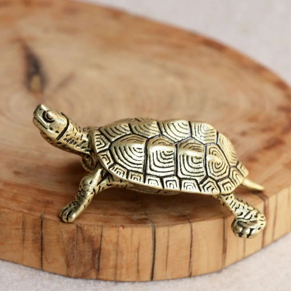 Retro Craft Gift Personal Collection Tea Pet Car Decoration Brass Tortoise Desktop Ornaments Tortoise Statue Turtle Figurines