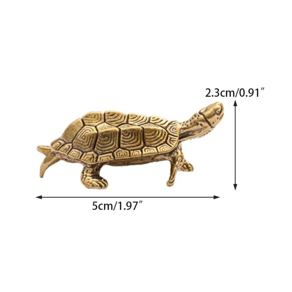 Retro Craft Gift Personal Collection Tea Pet Car Decoration Brass Tortoise Desktop Ornaments Tortoise Statue Turtle Figurines