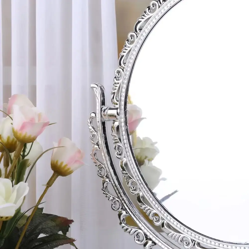 Double-sided Rotation Makeup Mirror With Frame High Definition Desktop Makeup Mirror 360 Degree Rotation Vintage Cosmetic Mirror