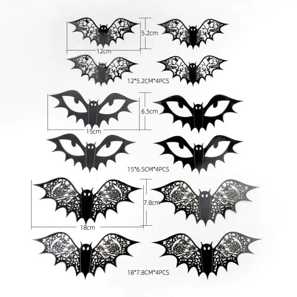 12pcs Home Decoration Accessories Black 3D Bats Sticker Realistic DIY Bat Wall Sticker PVC Cartoon Spooky Bat Decal Bar