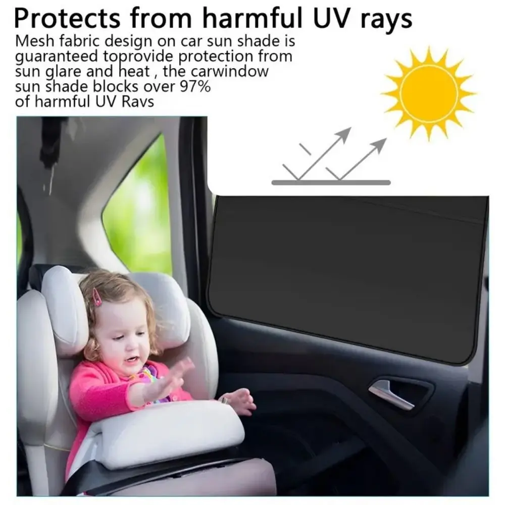 2Pcs With Suction Cup Car Curtain Heat Insulation Sun Protection Car Sunshade Hanging Type Side Window Curtain