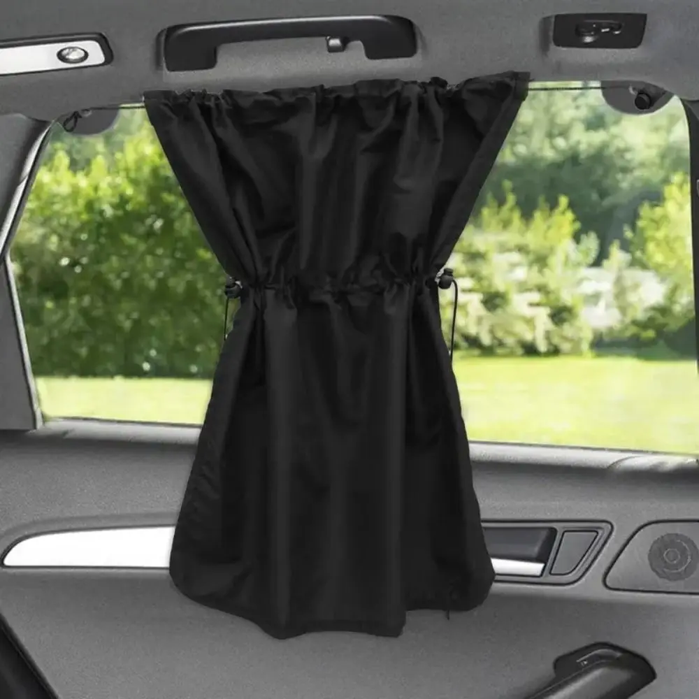 2Pcs With Suction Cup Car Curtain Heat Insulation Sun Protection Car Sunshade Hanging Type Side Window Curtain