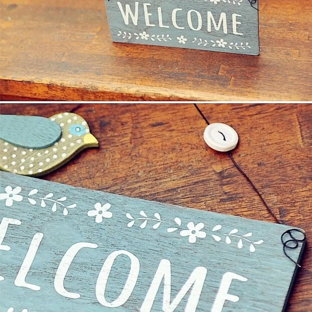 Wooden Doorplate Decoration Hanging Retro Creative Wall Hanging Cute Double-sided Wall Decoration Pendant Home