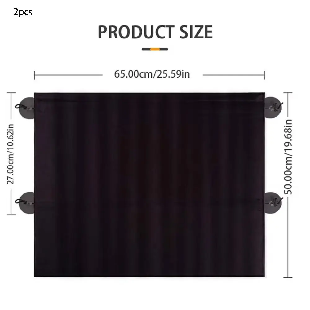2Pcs With Suction Cup Car Curtain Heat Insulation Sun Protection Car Sunshade Hanging Type Side Window Curtain