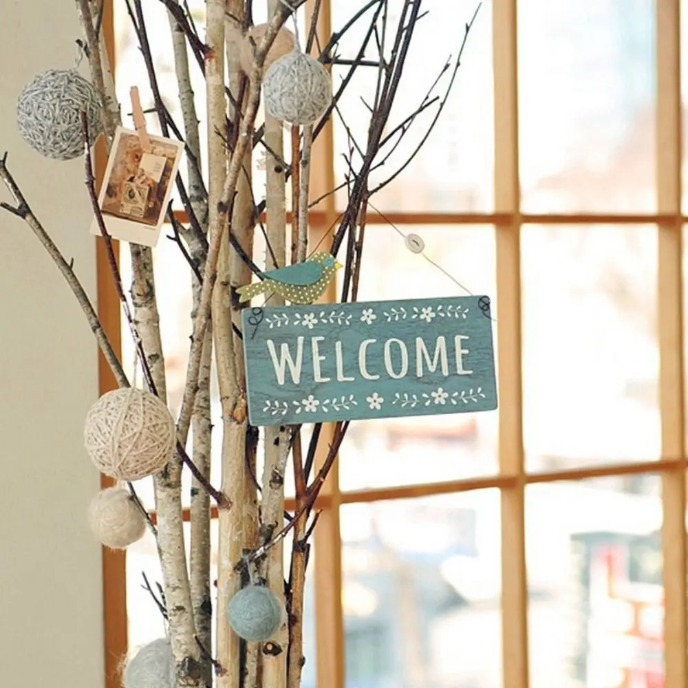 Wooden Doorplate Decoration Hanging Retro Creative Wall Hanging Cute Double-sided Wall Decoration Pendant Home