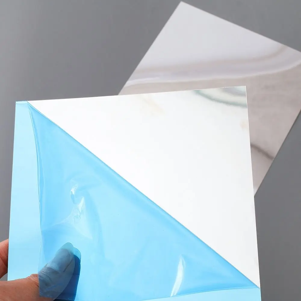 Unbreakable Flexible Mirror Sheets Cuttable Non Glass PET Plastic Mirror Sheet Frameless Square