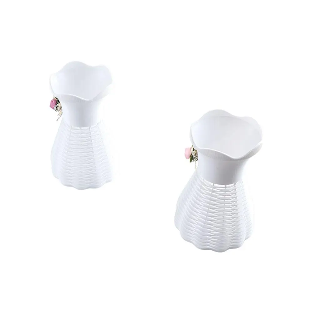DIY Artificial Rattan Vase Eye-catching Artificial Plastic Flower Pot Handmade Rattan Design Plant Flower Basket Living Room