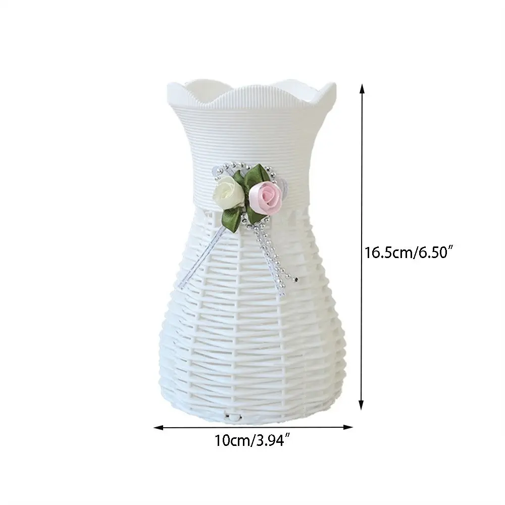 DIY Artificial Rattan Vase Eye-catching Artificial Plastic Flower Pot Handmade Rattan Design Plant Flower Basket Living Room