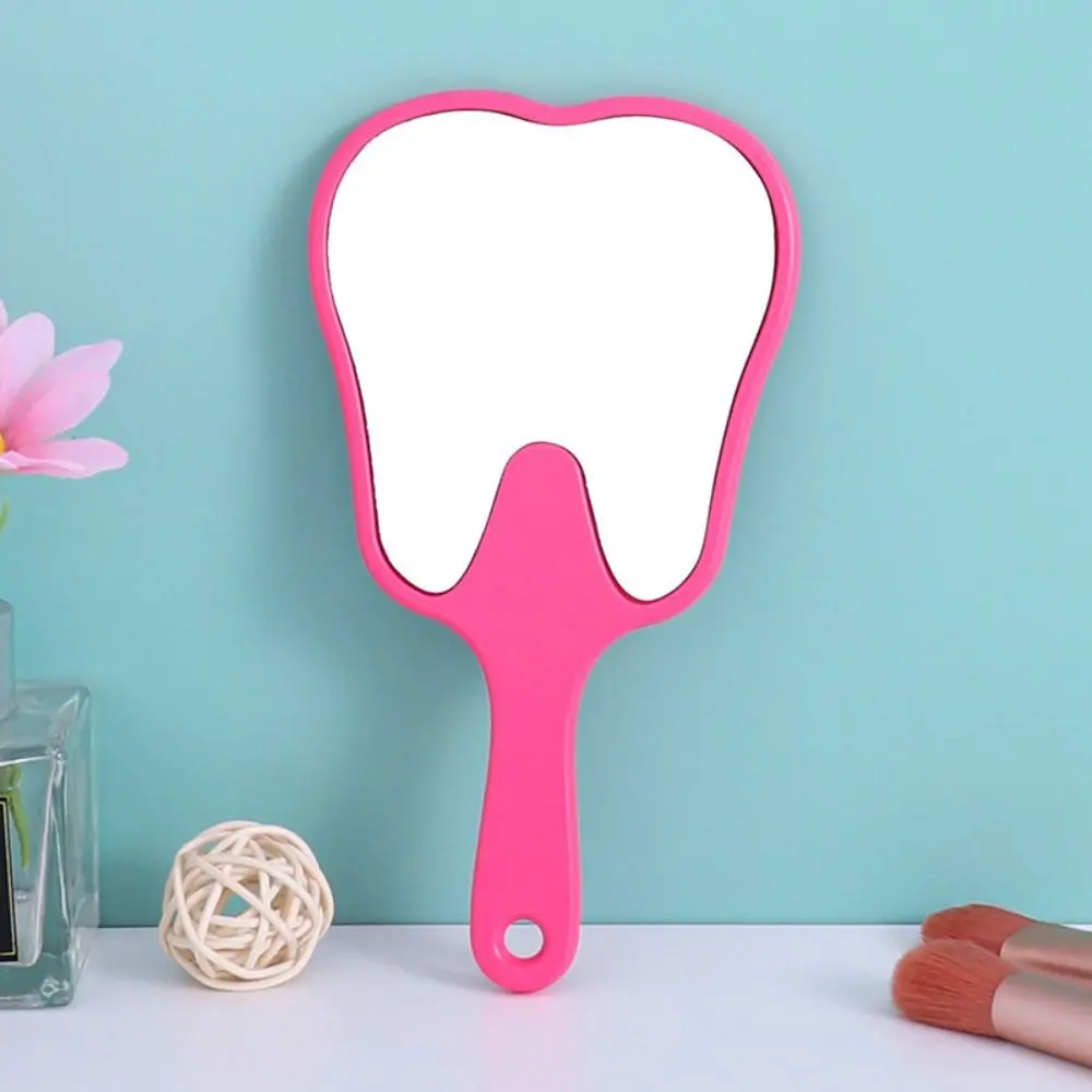 Plastic Tooth-shaped Mirror Mini Lightweight Handheld Sector Mirror High-definition Portable Makeup Mirror Home Decor