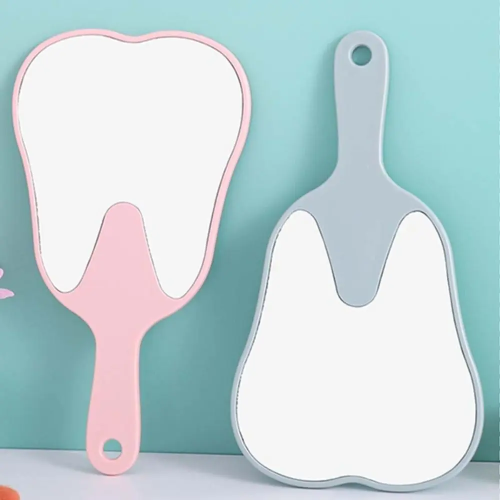 Plastic Tooth-shaped Mirror Mini Lightweight Handheld Sector Mirror High-definition Portable Makeup Mirror Home Decor