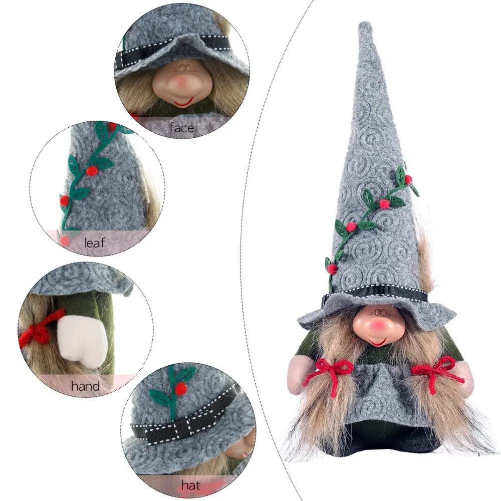 Creative Christmas Big Nose Faceless Doll with Pointed Hat Beautiful Gnome Long Hat Witch Decorated Cartoon Delicate