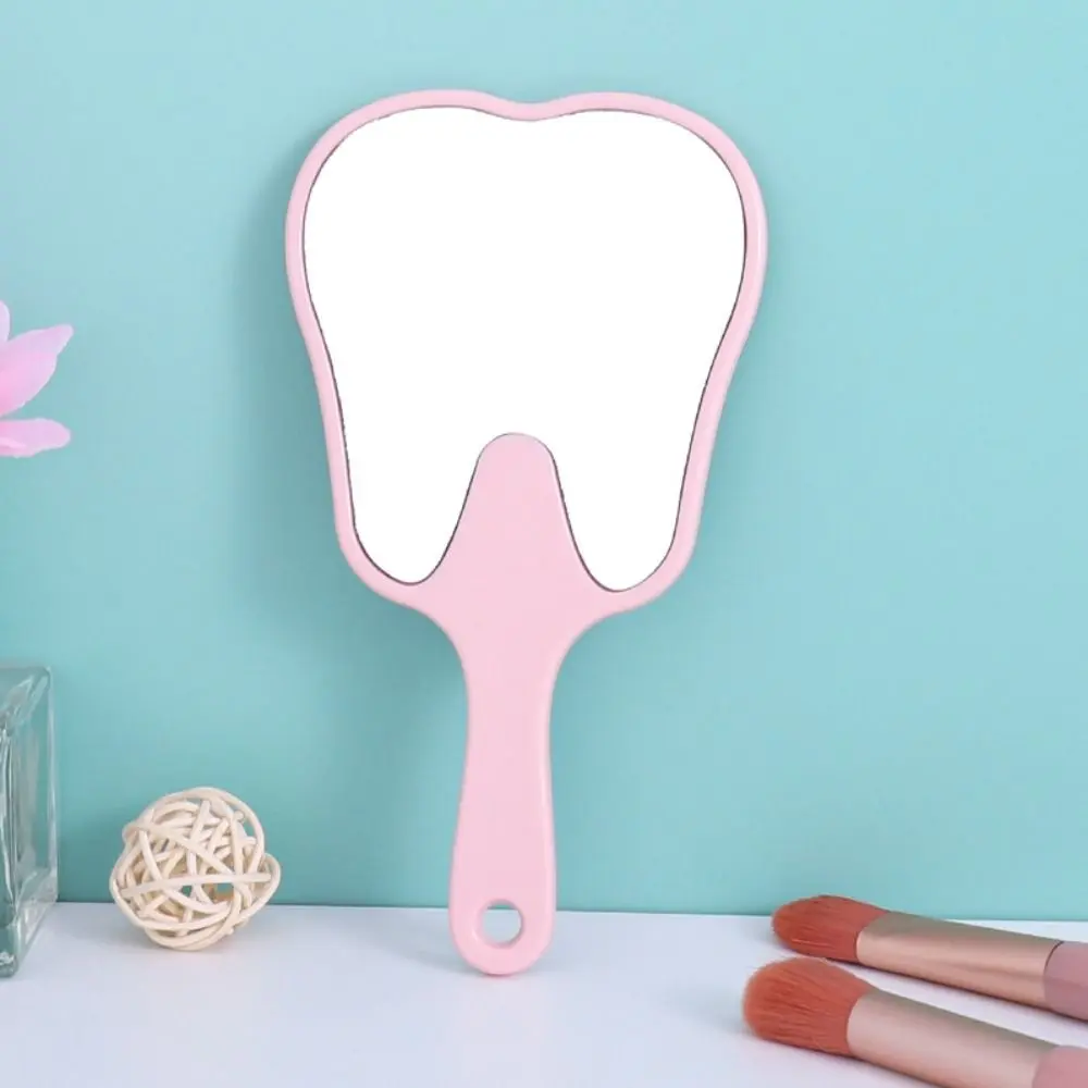 Plastic Tooth-shaped Mirror Mini Lightweight Handheld Sector Mirror High-definition Portable Makeup Mirror Home Decor