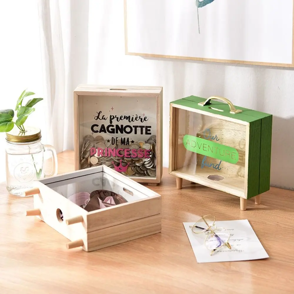 Creative Durable Children'S Desktop Decoration Wooden Photography Prop Savings Tank Birthday Gift Sundry Storage Box Money Box