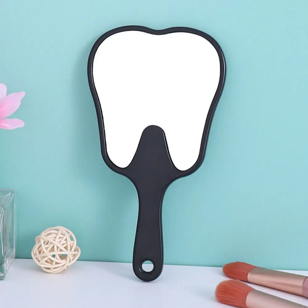 Plastic Tooth-shaped Mirror Mini Lightweight Handheld Sector Mirror High-definition Portable Makeup Mirror Home Decor