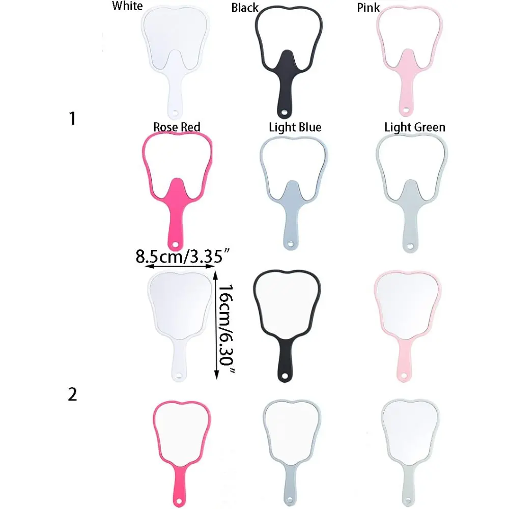 Plastic Tooth-shaped Mirror Mini Lightweight Handheld Sector Mirror High-definition Portable Makeup Mirror Home Decor