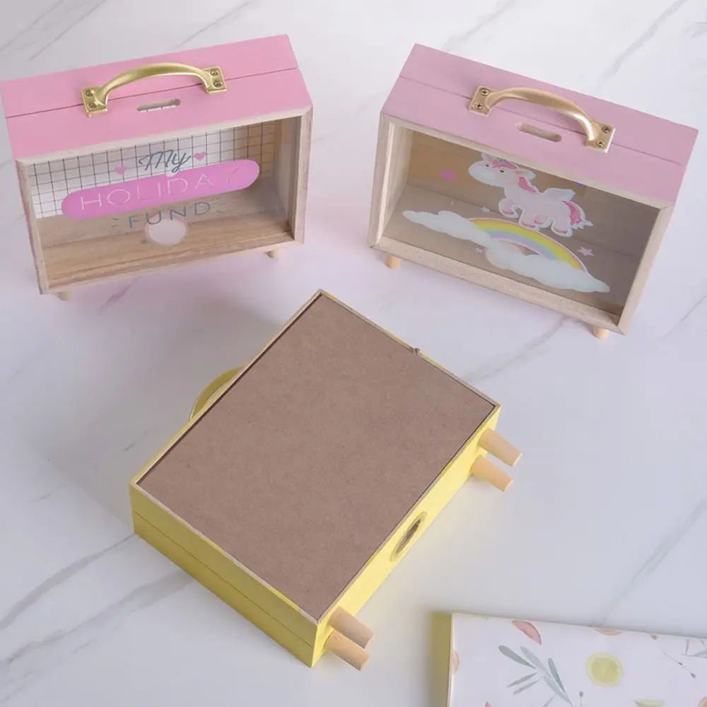 Creative Durable Children'S Desktop Decoration Wooden Photography Prop Savings Tank Birthday Gift Sundry Storage Box Money Box
