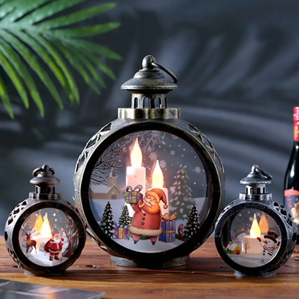 Kawaii Santa Lantern Wind Light Battery Powered Mini Christmas Glowing Candle Light Creative Romance Christmas Plastic Ornament
