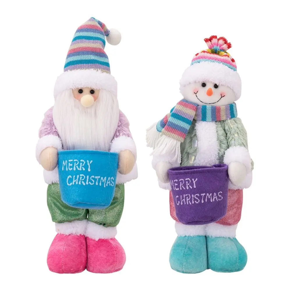 3D Christmas Decoration Supplies Creative Cartoon Snowman Doll Ornaments Cute Colorful Hats Santa Claus Dolls Window Decorations
