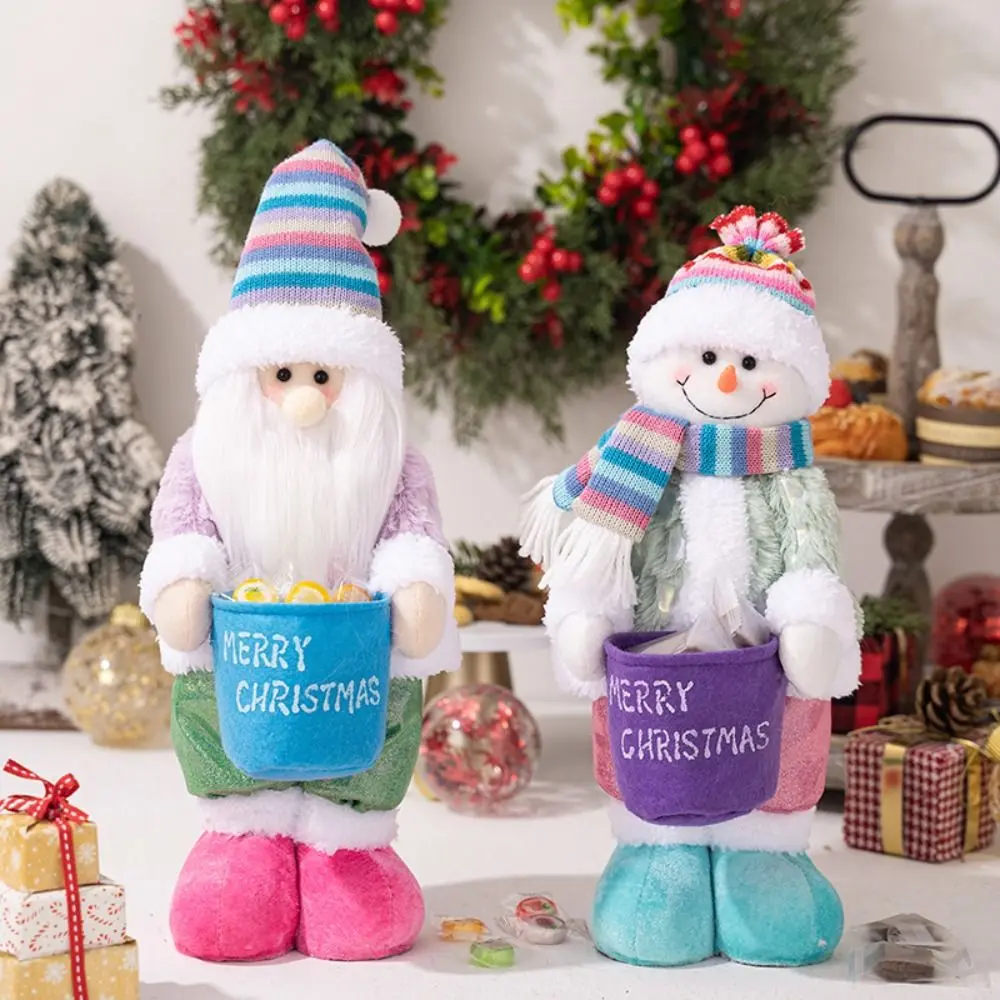3D Christmas Decoration Supplies Creative Cartoon Snowman Doll Ornaments Cute Colorful Hats Santa Claus Dolls Window Decorations