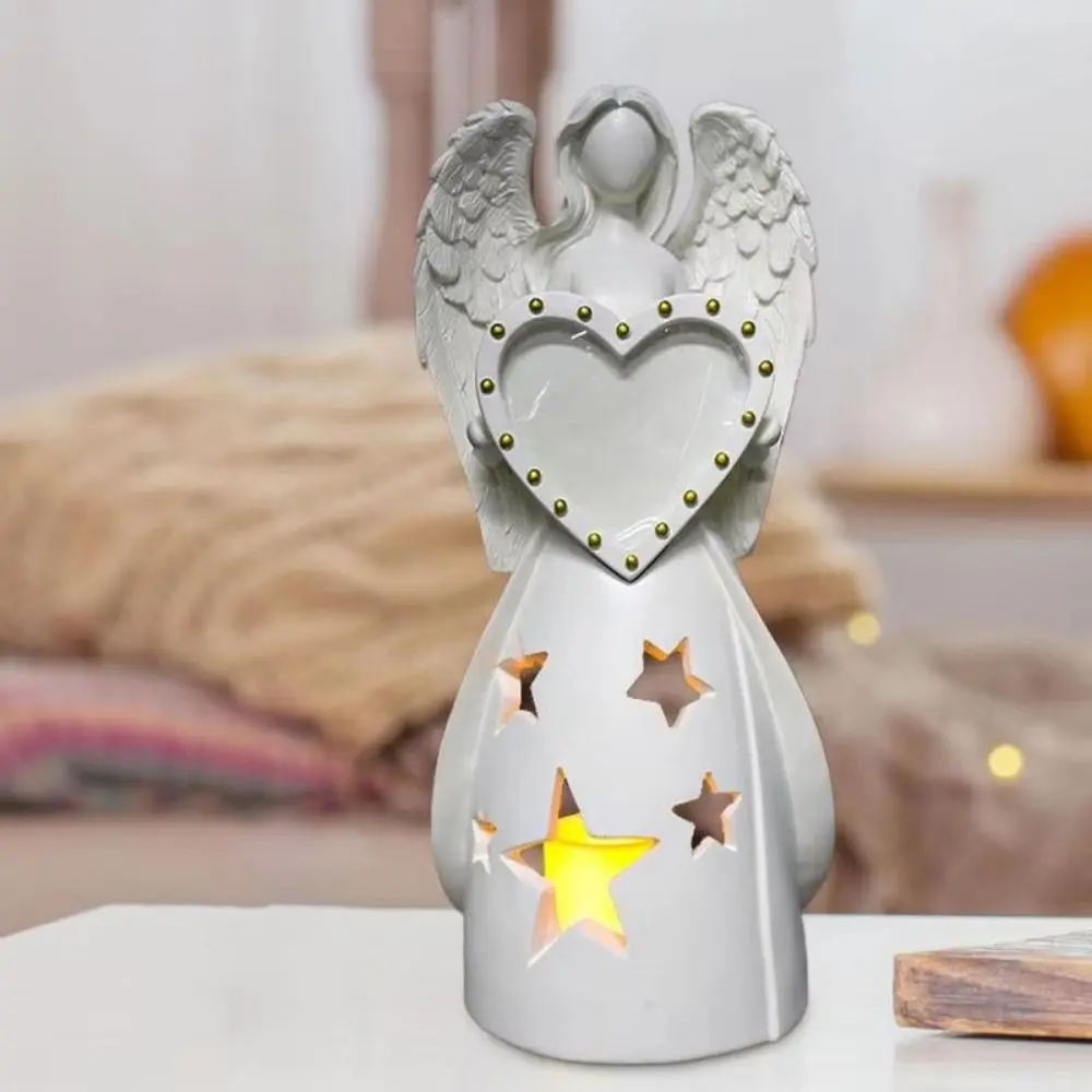 Creative Exquisite Angel Candle Photo Frame Unique Handmade White Angel Candlestick Angel Ornaments Gift