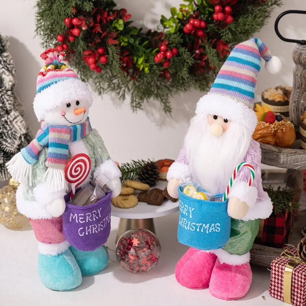 3D Christmas Decoration Supplies Creative Cartoon Snowman Doll Ornaments Cute Colorful Hats Santa Claus Dolls Window Decorations