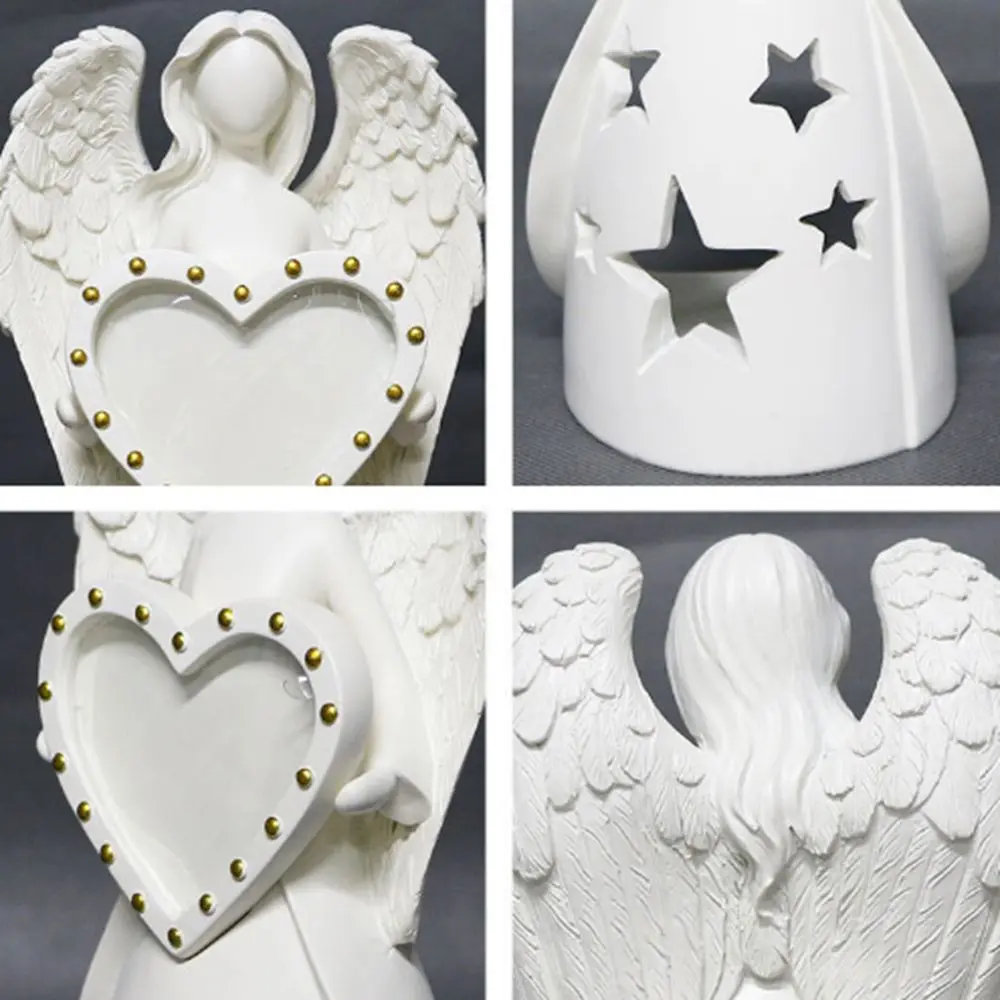 Creative Exquisite Angel Candle Photo Frame Unique Handmade White Angel Candlestick Angel Ornaments Gift