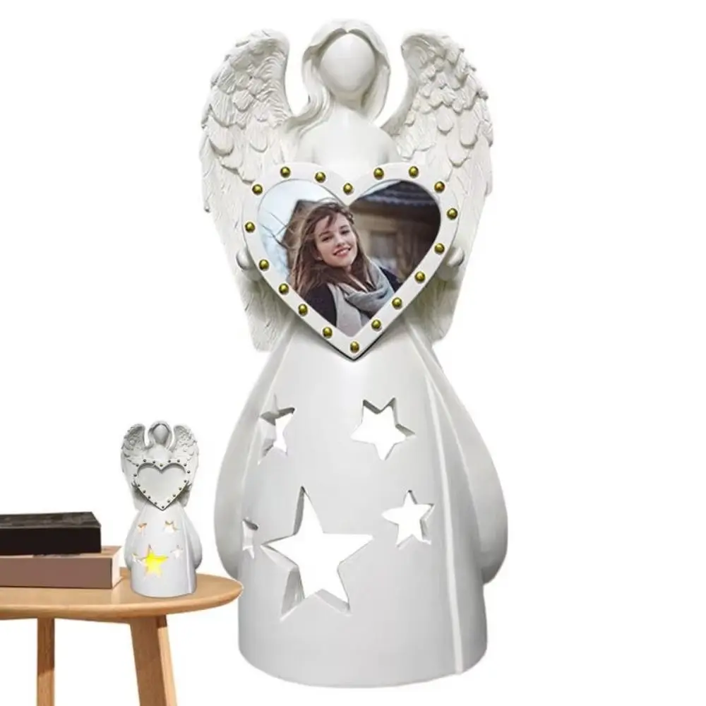 Creative Exquisite Angel Candle Photo Frame Unique Handmade White Angel Candlestick Angel Ornaments Gift