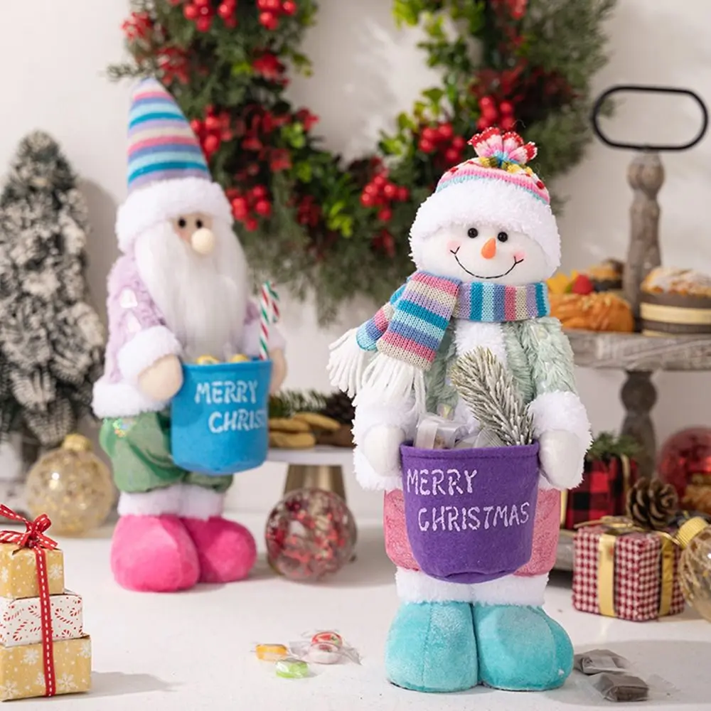 3D Christmas Decoration Supplies Creative Cartoon Snowman Doll Ornaments Cute Colorful Hats Santa Claus Dolls Window Decorations