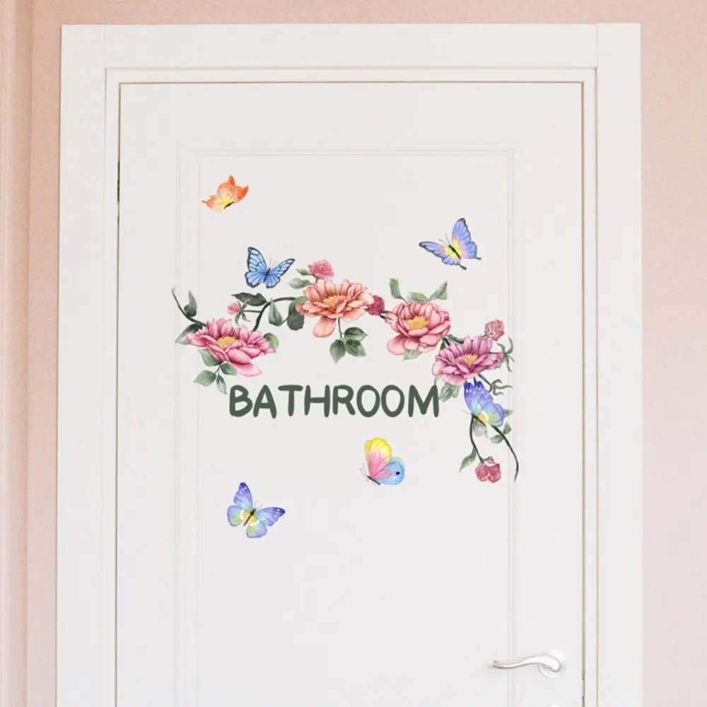 Decoration Mural Flower Butterfly Flower Sticker English Self-adhesive Bathroom Sticker Waterproof Home Decor