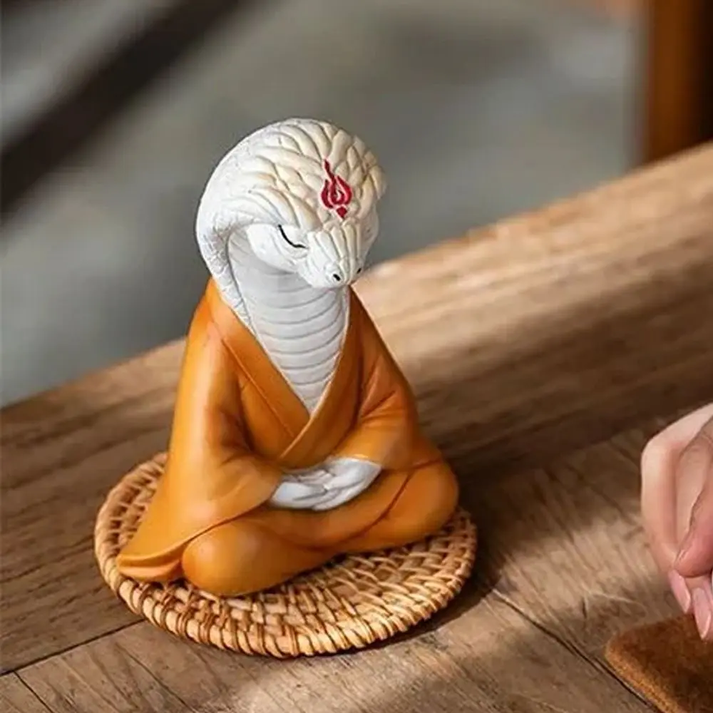 Ancient Style Lucky Zodiac Snake Ornament Resin Crafts Cute Python Desktop Ornament Cartoon New Year Python Statue