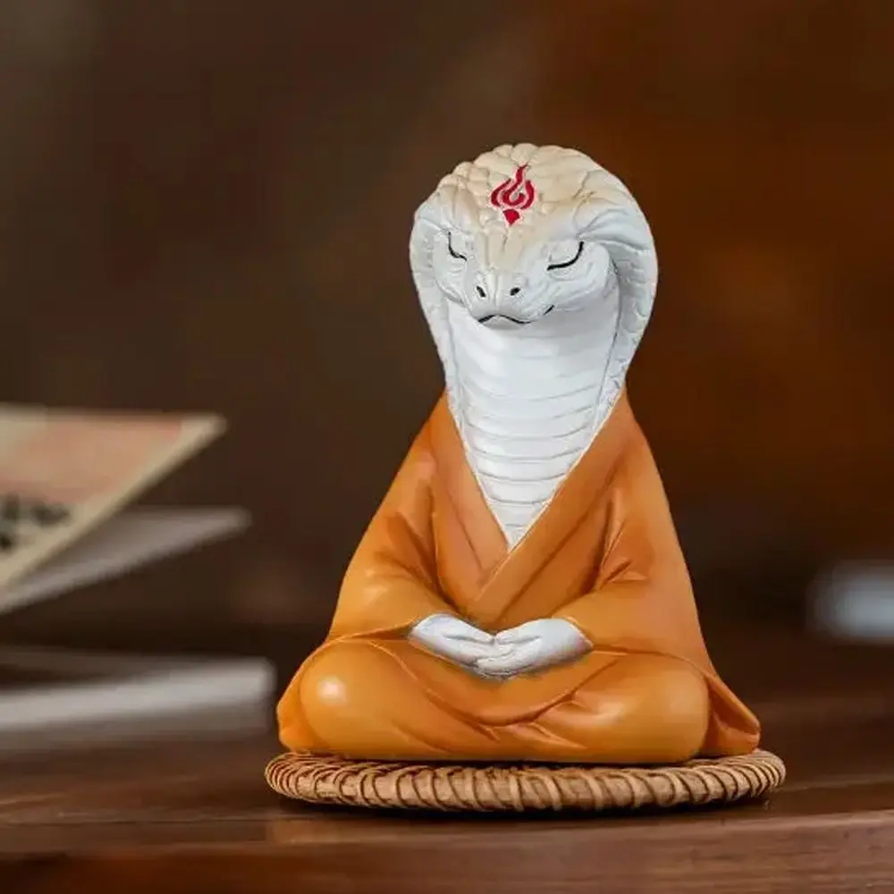 Ancient Style Lucky Zodiac Snake Ornament Resin Crafts Cute Python Desktop Ornament Cartoon New Year Python Statue