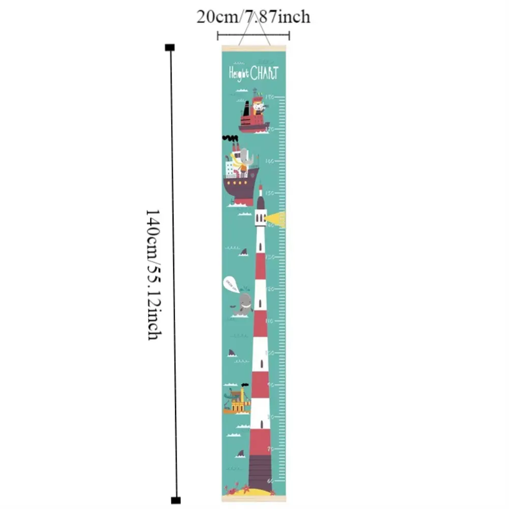 Wall Hanging Children Height Measuring Rulers with Frame Removable Height Measure Chart Roll Up Decorative Baby Growth Chart