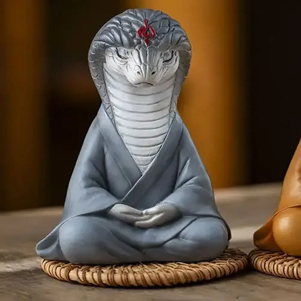 Ancient Style Lucky Zodiac Snake Ornament Resin Crafts Cute Python Desktop Ornament Cartoon New Year Python Statue