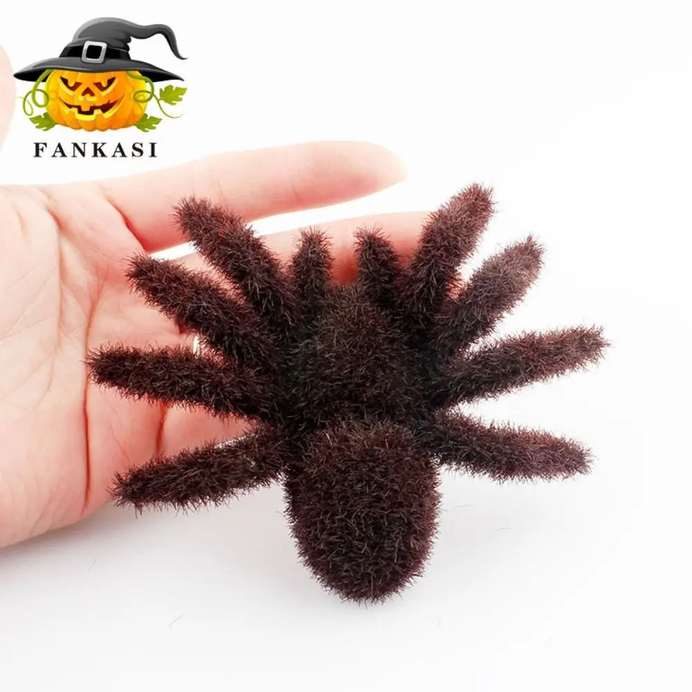 Scary Realistic Halloween Spider Ornaments 3D Cartoon simulated Hairy Spider Pendants DIY Artificial Spider Model Trick Prop
