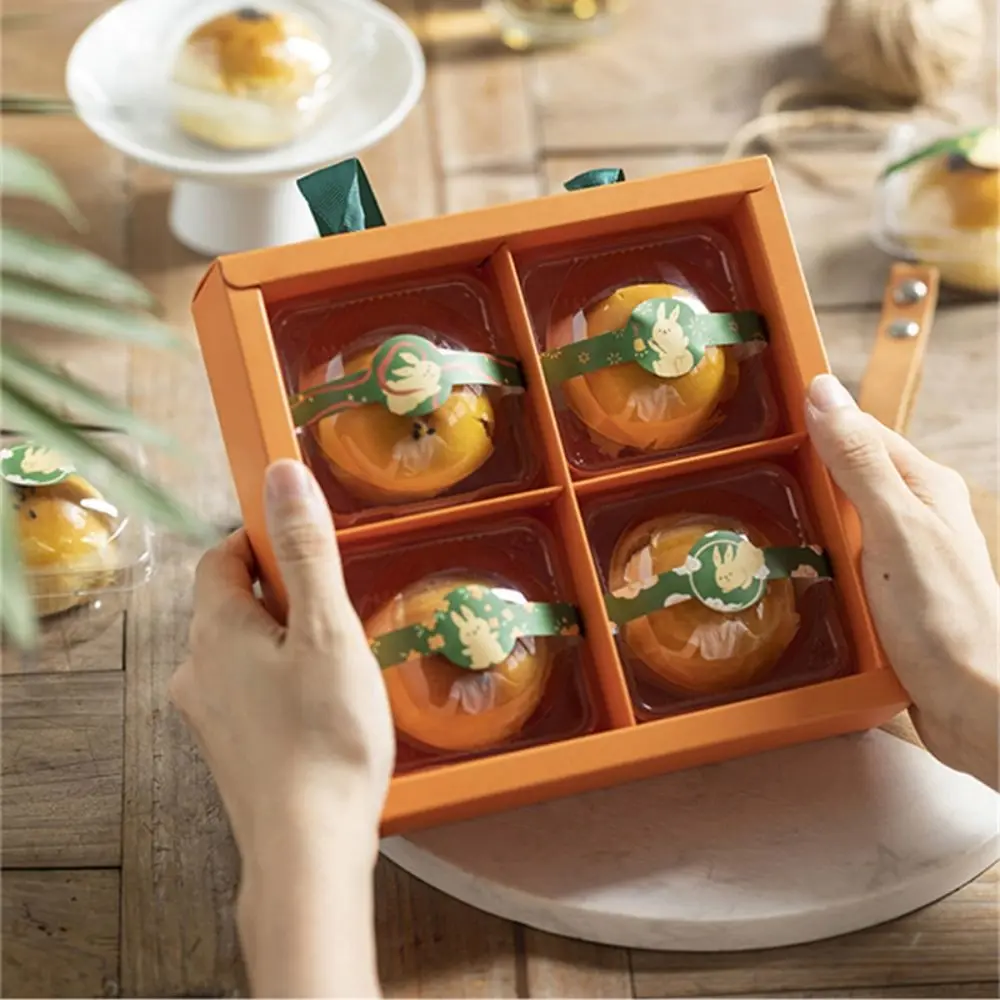Funny Bronzing Process Mooncake Packaging Boxes DIY White Card Dessert Gift Box Handmade Guest Party